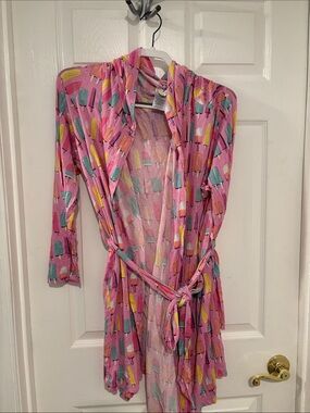 munki munki Pink Popsicle Pattern Hooded Robe